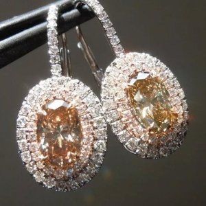 NEW 18K Rose Gold Oval Morganite Halo Earrings, beautiful Earrings,cute Earrings